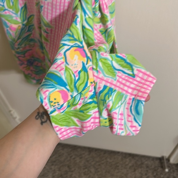 EUC Lilly Pulitzer Pearl Romper in "Don't Stop Beleafing" print. - Picture 7 of 8